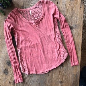 Free People Detailed Rose Long Sleeve Top